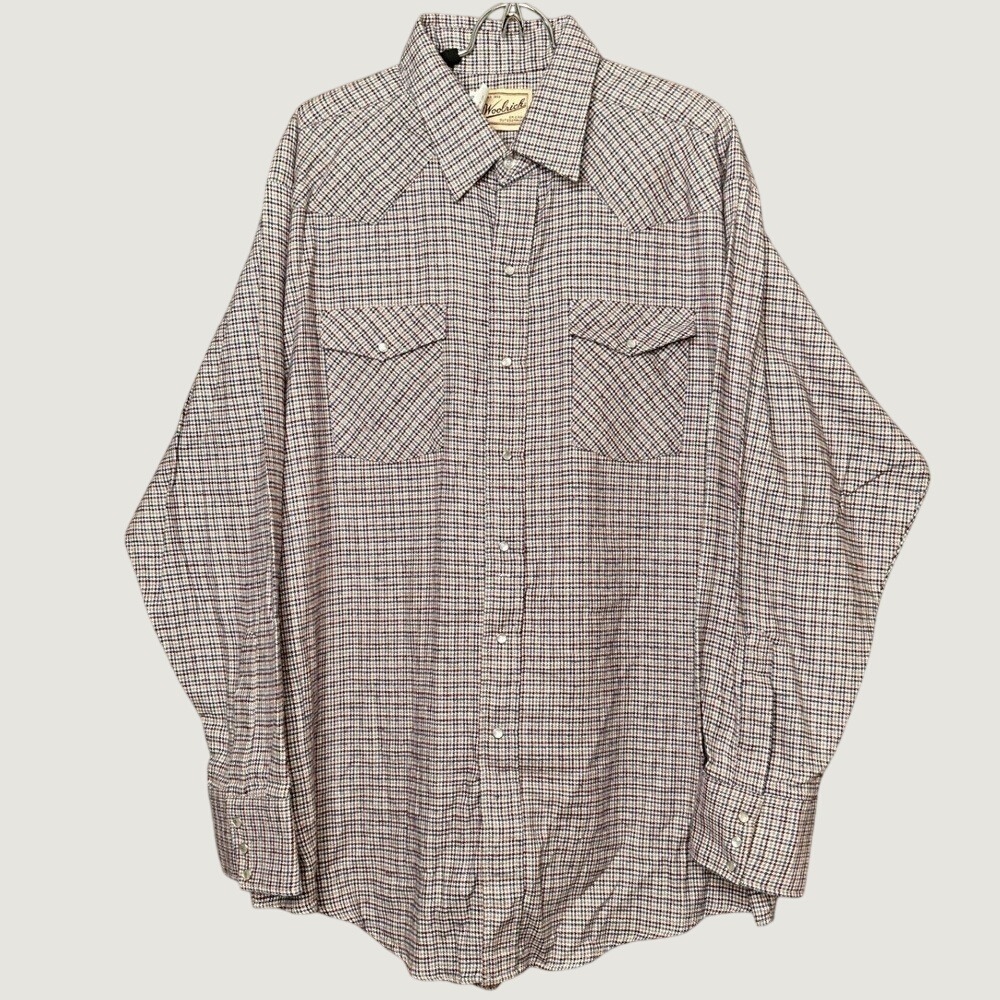 VTG Woolrich Mens XXL Western Pearl Snap Shirt Plaid Cotton Made in USA 742701